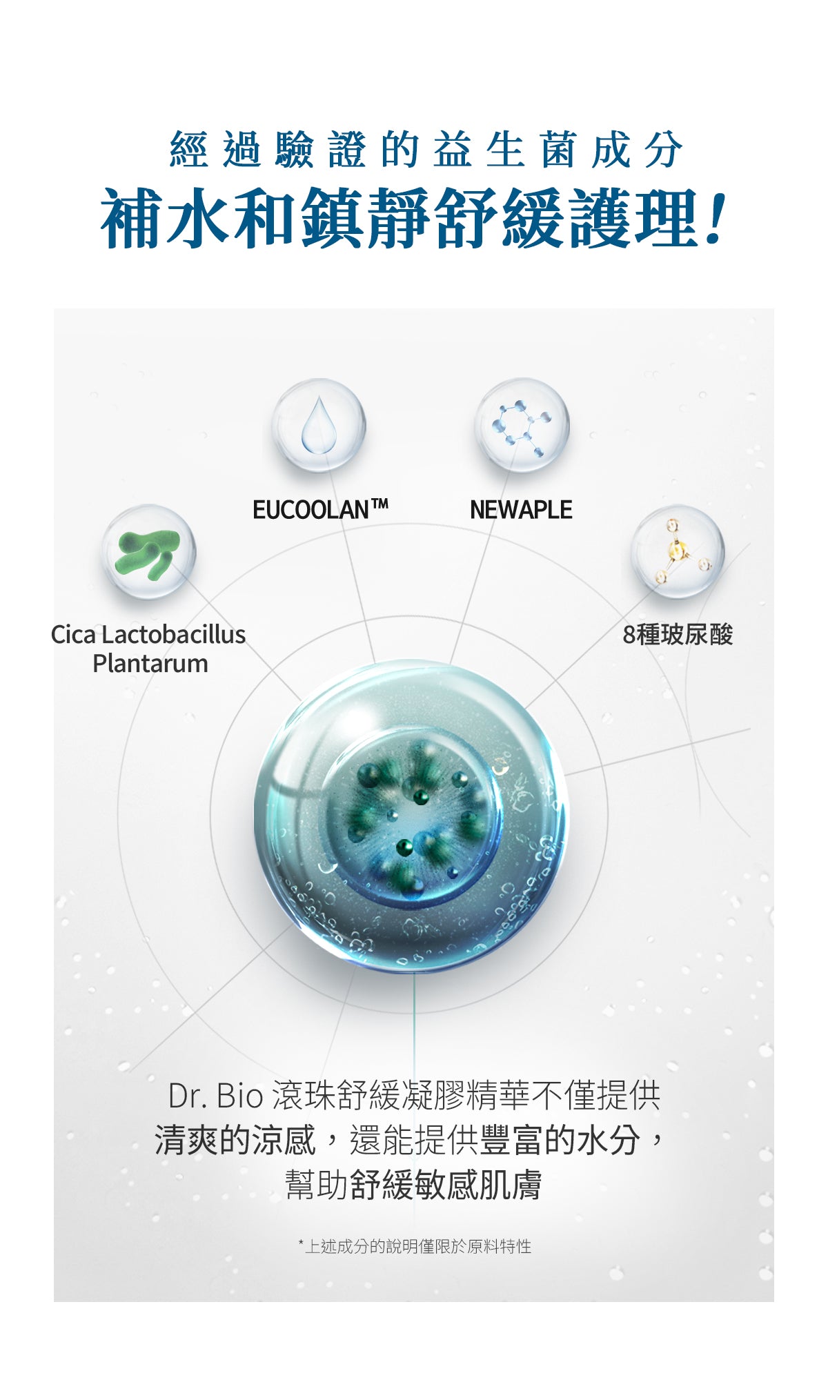 Dr.Bio | 滾珠舒緩凝膠精華套組100ml(適用於新生兒至孕婦 \ 舒緩肌膚 \ 敏感肌膚)