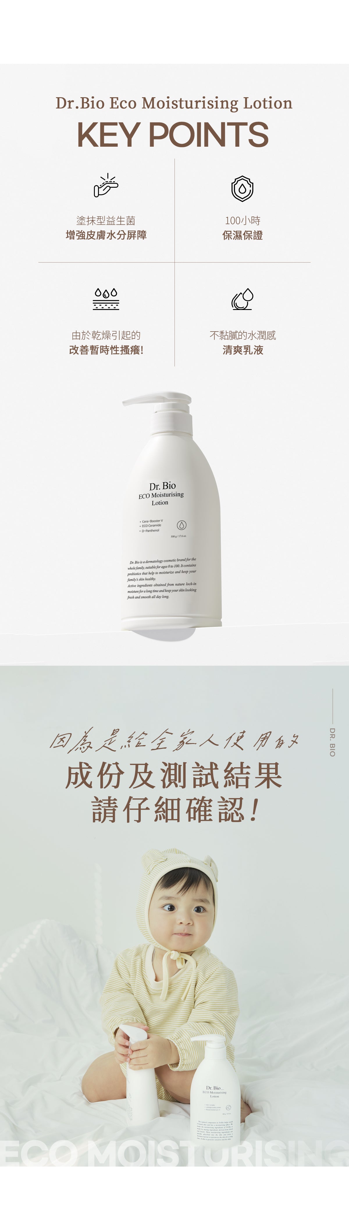 Dr.Bio | ECO保濕身體乳 500ml(適用於新生兒至孕婦 \ 臉部及身體 \ 敏感肌膚)