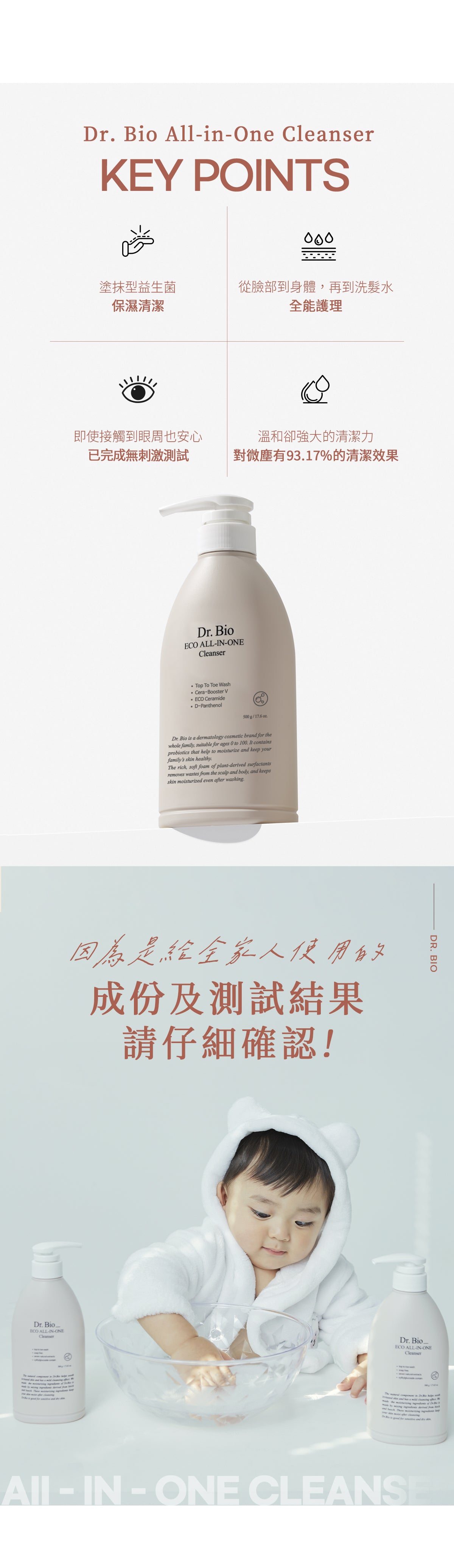 Dr.Bio | ECO多合一全身清潔露 500ml (適用於新生兒至孕婦 \ 洗髮沐浴三合一  \ 弱酸性 \ 純素認證)