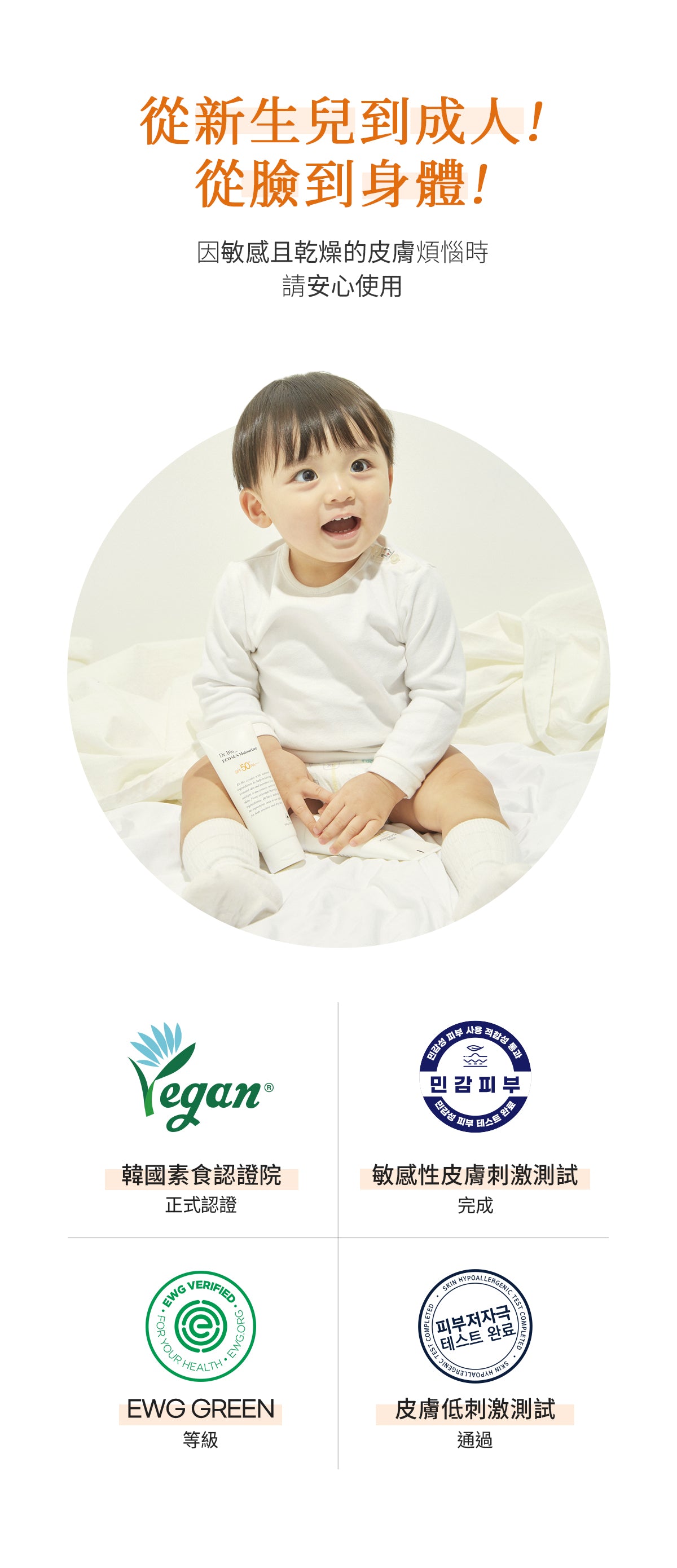 Dr.Bio | 高水潤防曬乳 100ml(適用於6個月以上嬰幼兒至孕婦 \ 不刺激眼睛 \  不泛白 \ 敏感肌膚  \ 海洋友善)